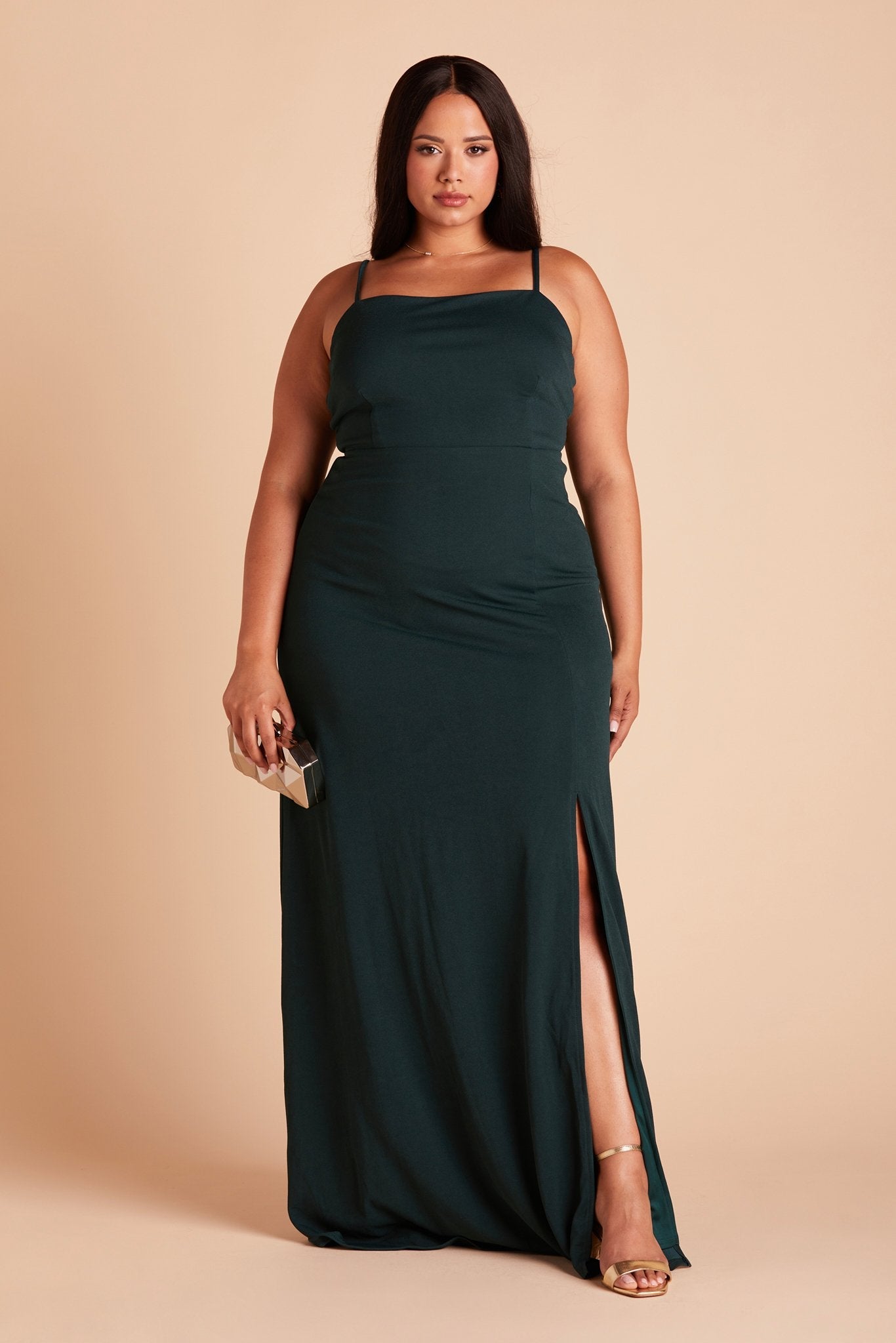 Emerald Crepe Dress with Bow Detail | Benny
