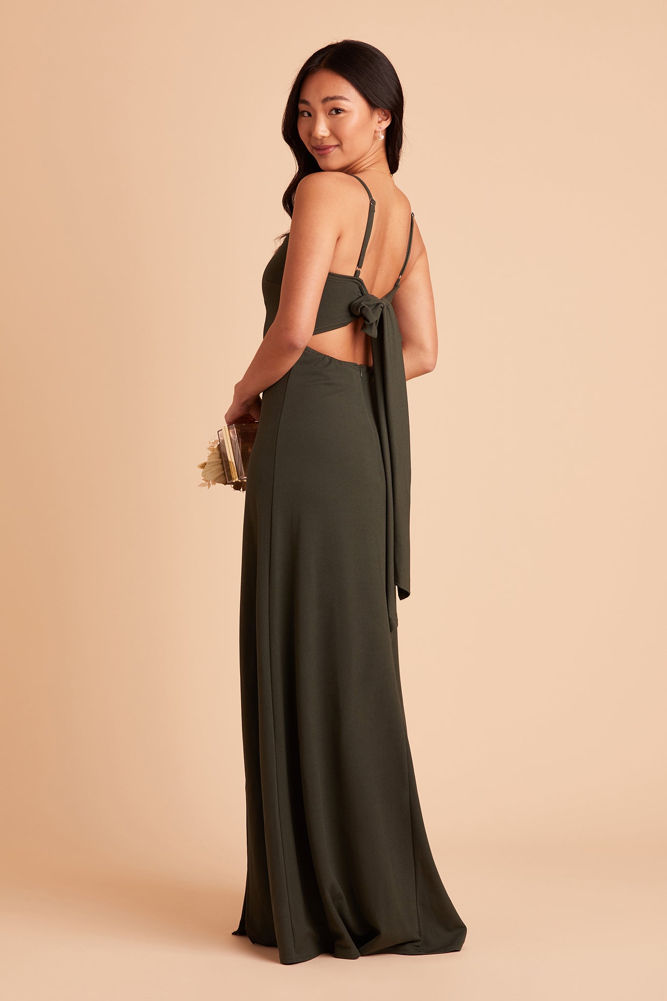 Crepe Dress with Bow Detail - Benny | Olive