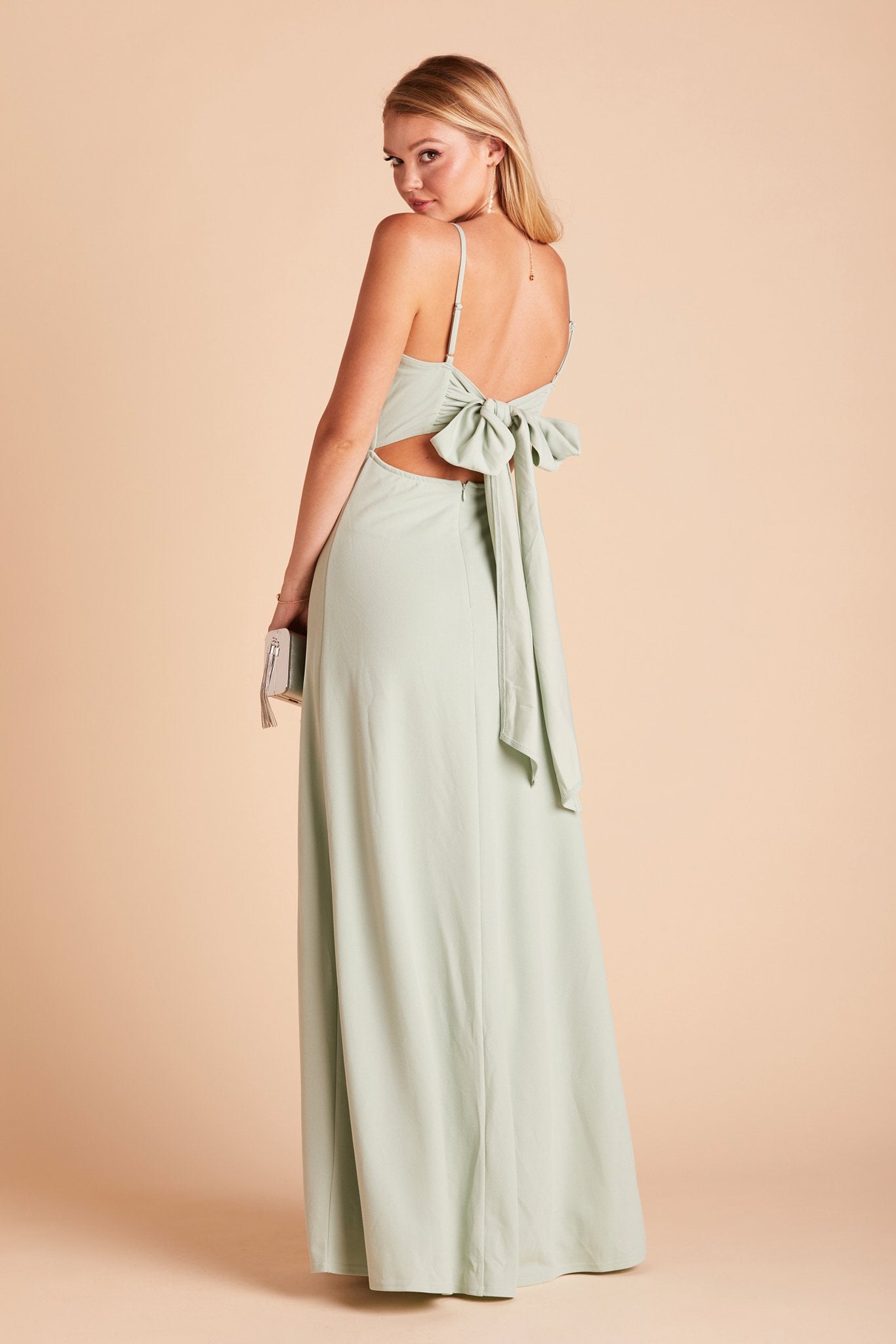 Sage Crepe Dress with Bow Detail | Benny