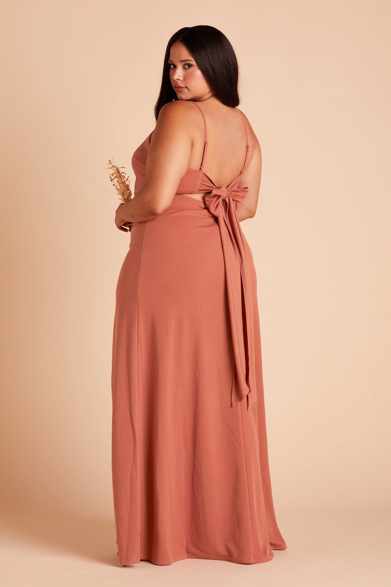 Crepe Dress with Bow Detail | Benny Terracotta