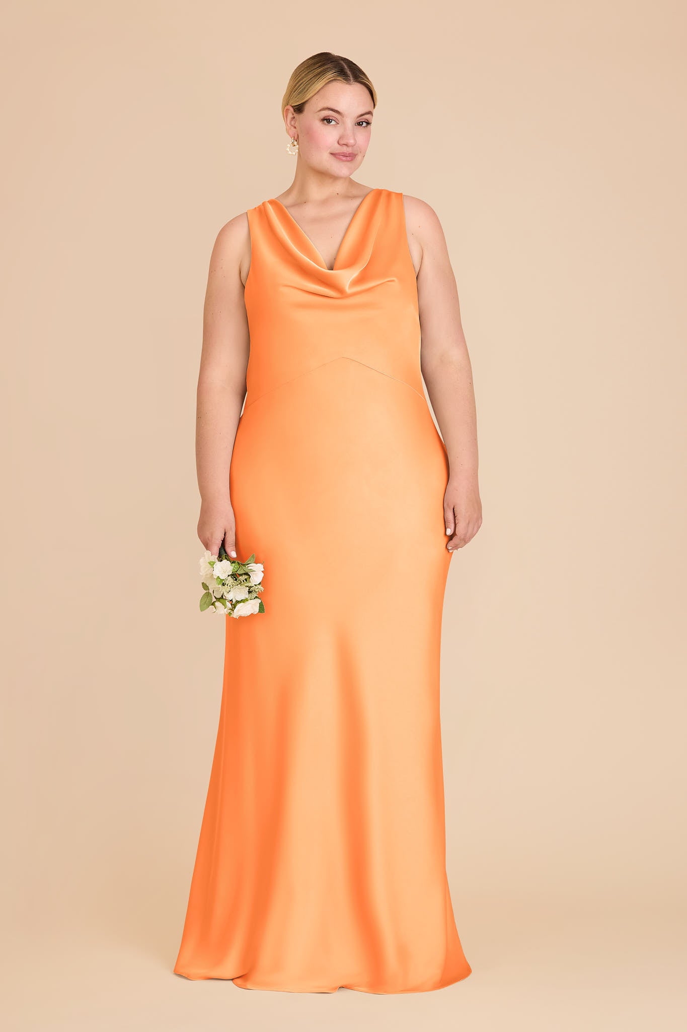 Matte Satin Bridesmaid Dress with Cowl Neck & Back | Bonnie