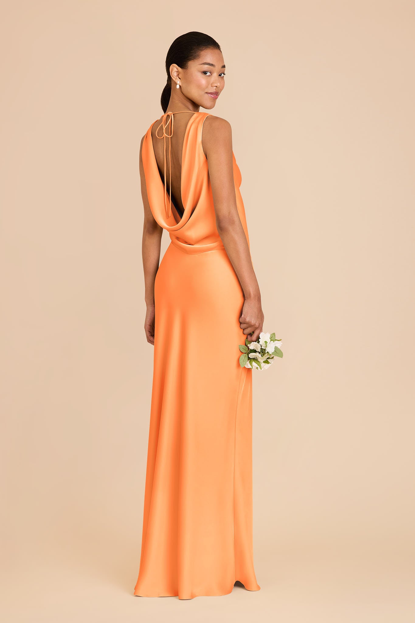 Matte Satin Bridesmaid Dress with Cowl Neck & Back | Bonnie