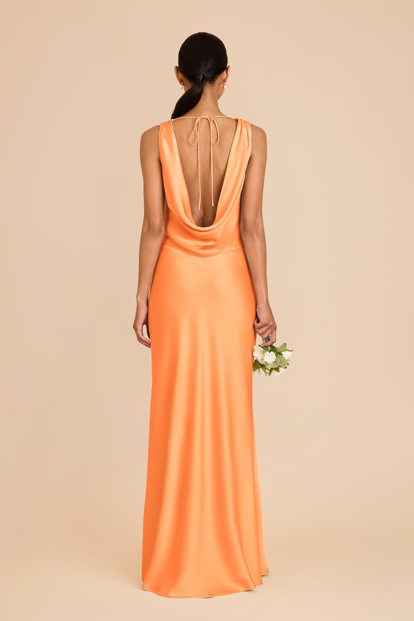Matte Satin Bridesmaid Dress with Cowl Neck & Back | Bonnie