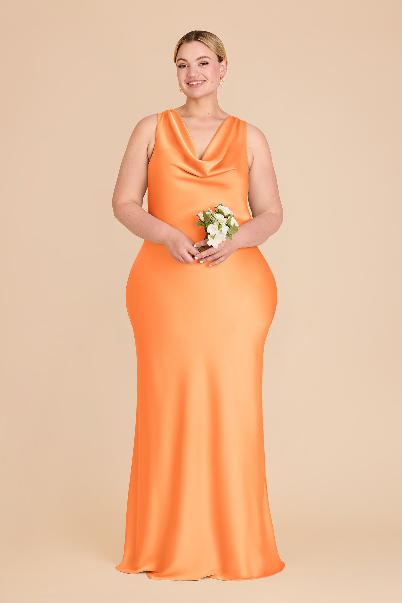 Matte Satin Bridesmaid Dress with Cowl Neck & Back | Bonnie