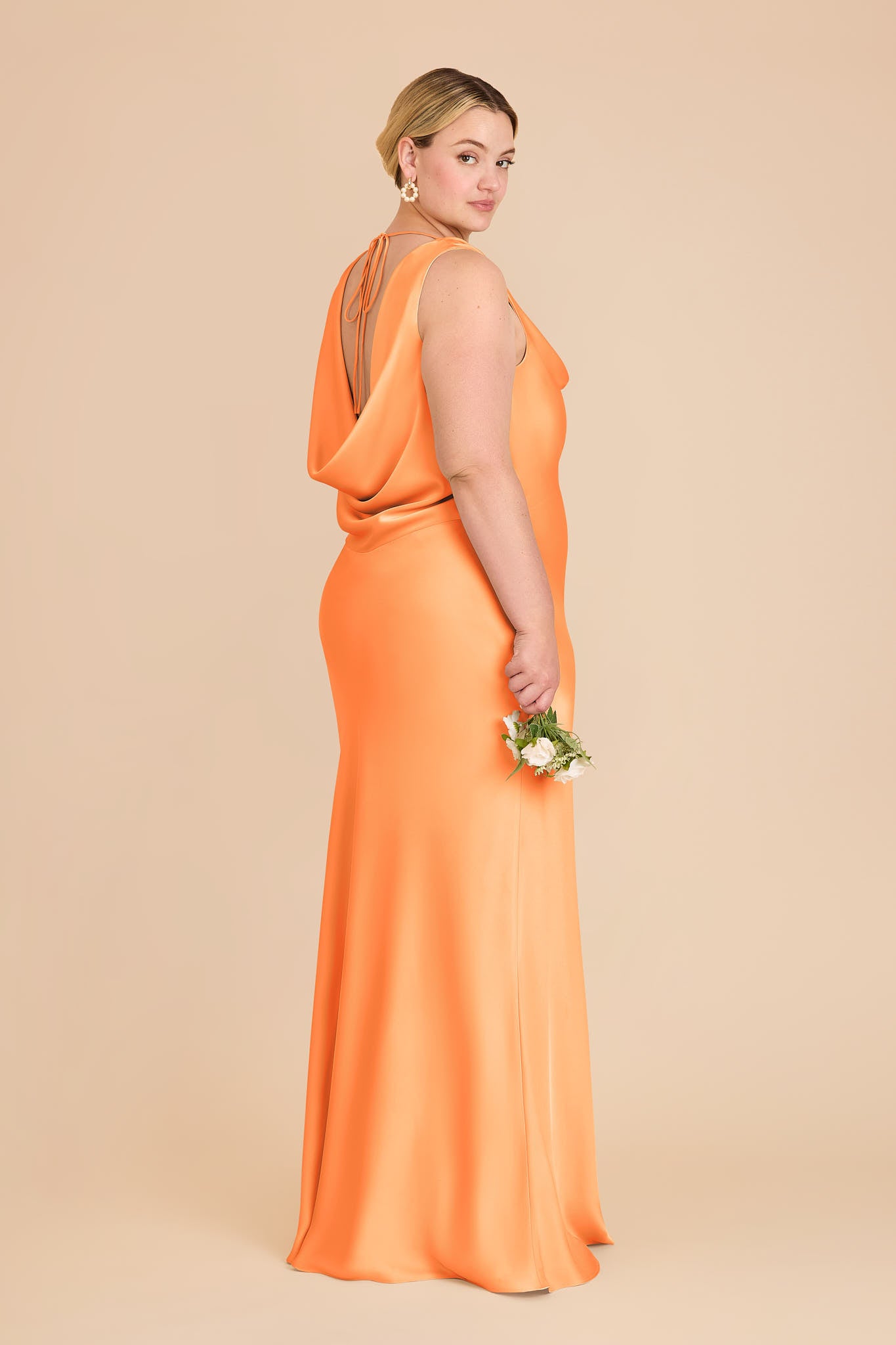 Matte Satin Bridesmaid Dress with Cowl Neck & Back | Bonnie