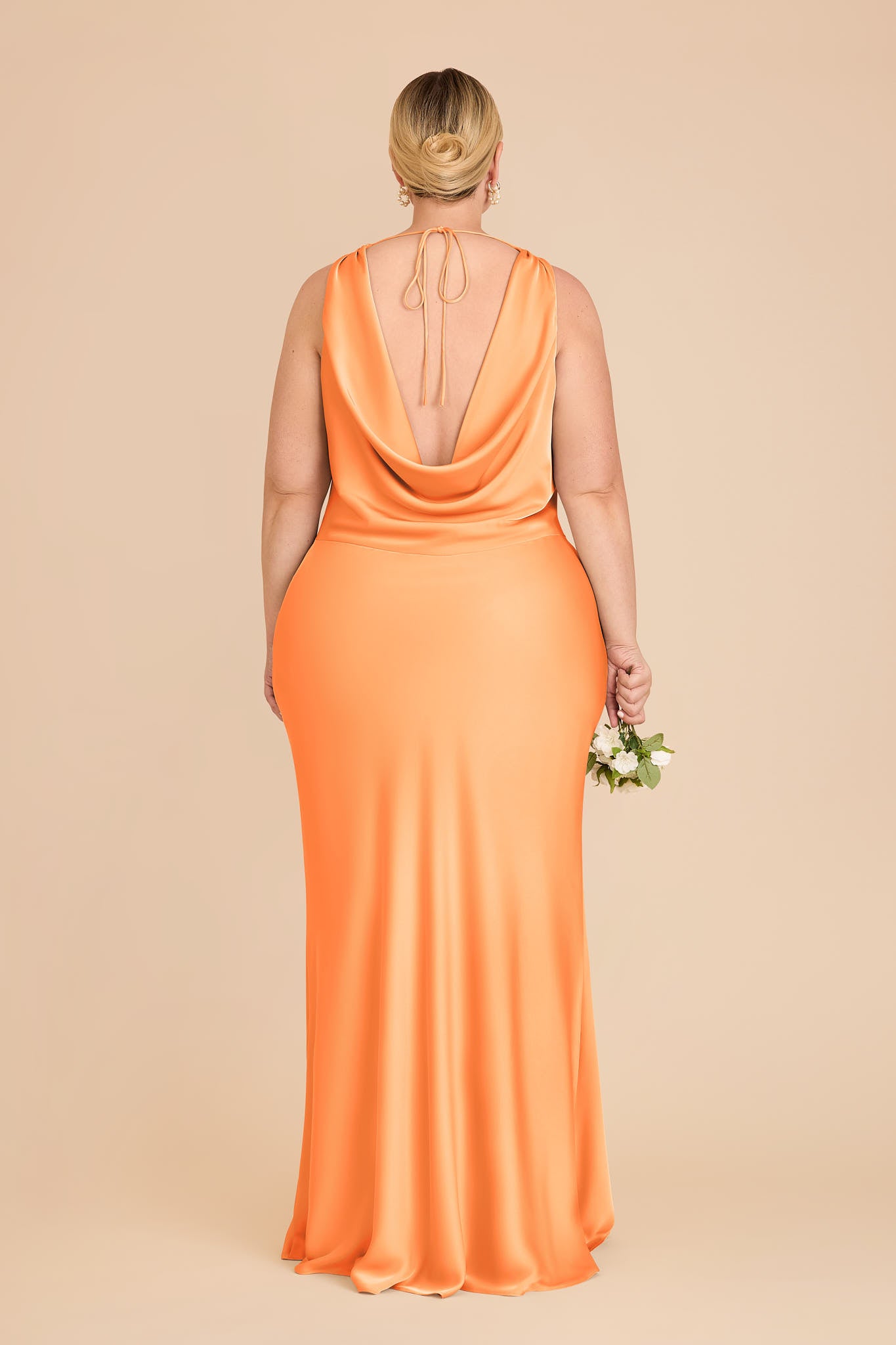Matte Satin Bridesmaid Dress with Cowl Neck & Back | Bonnie