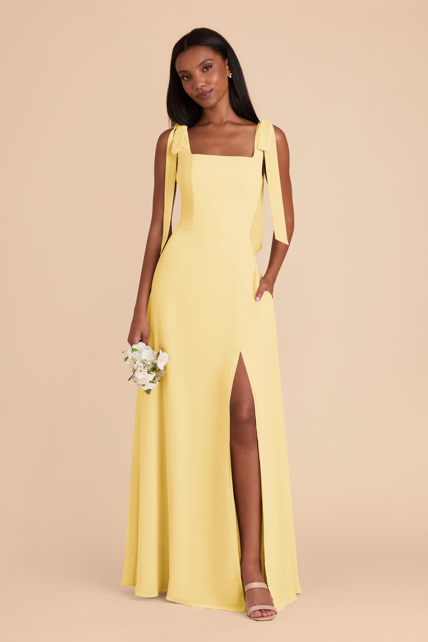 Convertible Chiffon Dress with Bows | Alex Lemon Sorbet